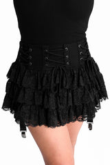 womens lace-up emo short skirt with garter belts 