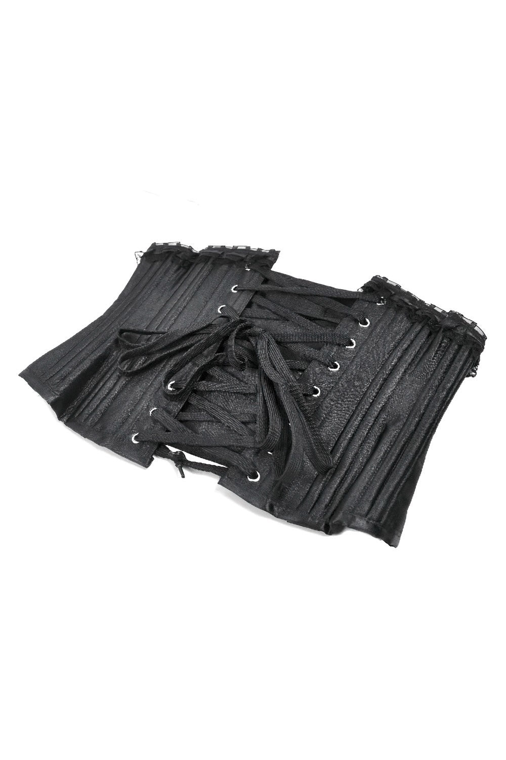 front button up underbust corset with back lacing 