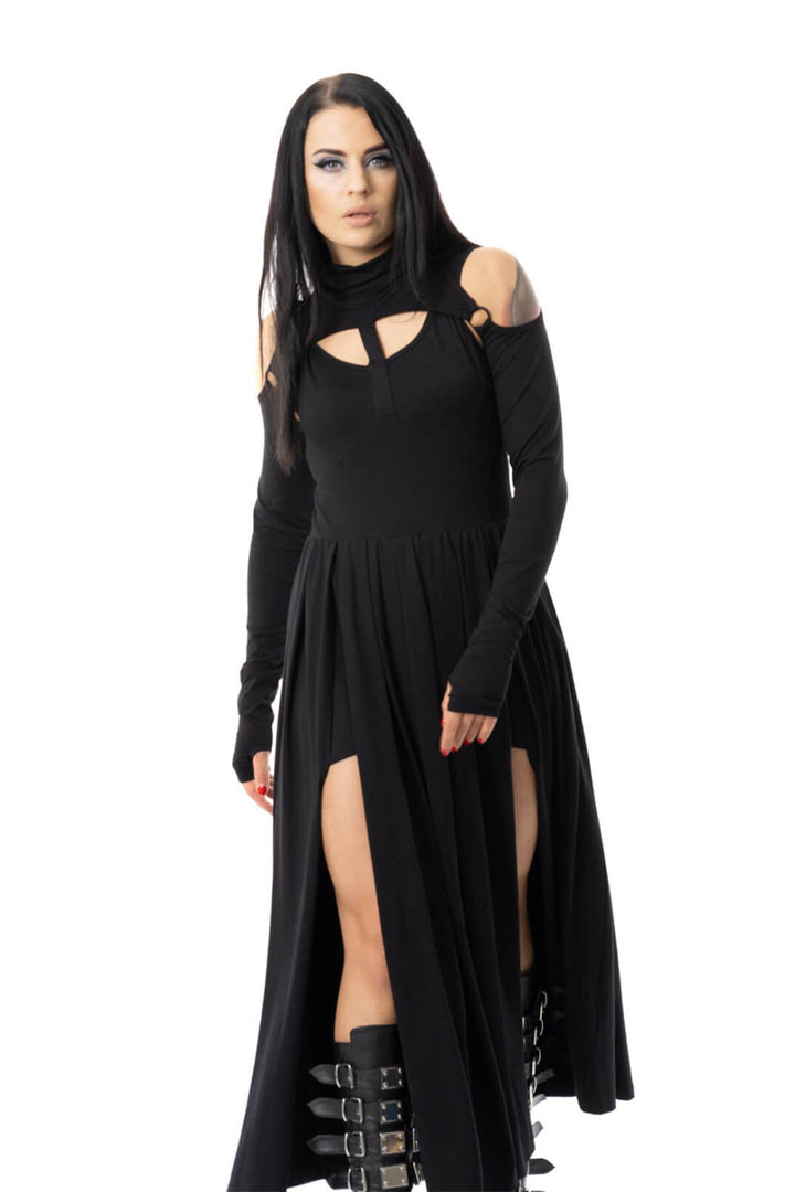 black cotton goth dress