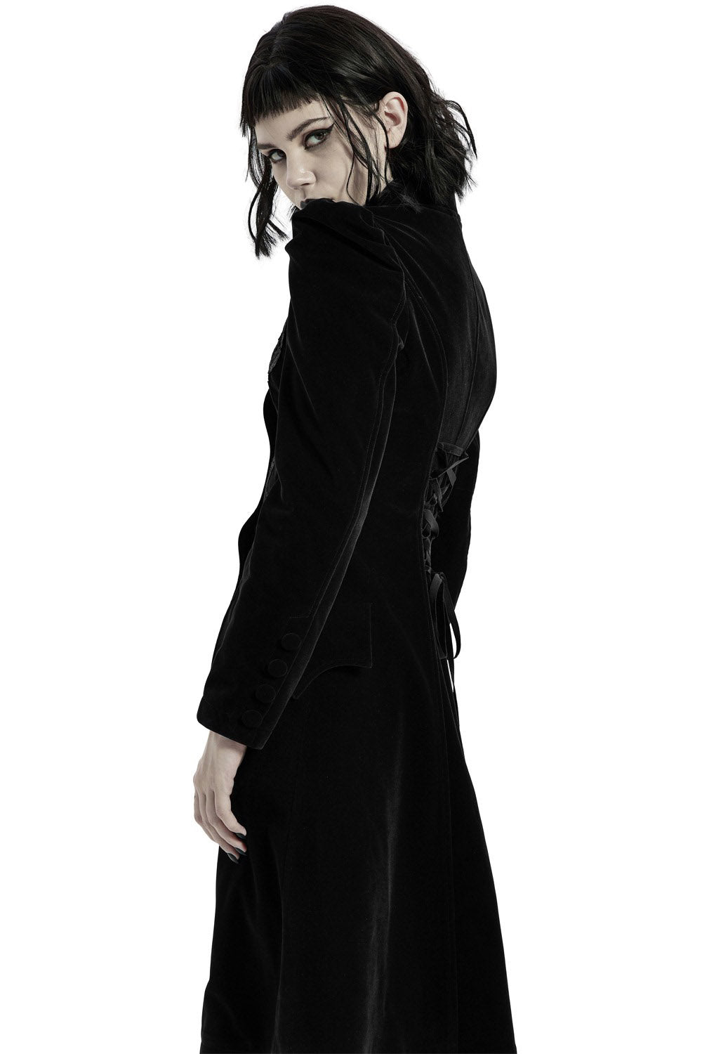 Black Dahlia Velvet Coat [BLACK] - womens outerwear - VampireFreaks - Punk Rave