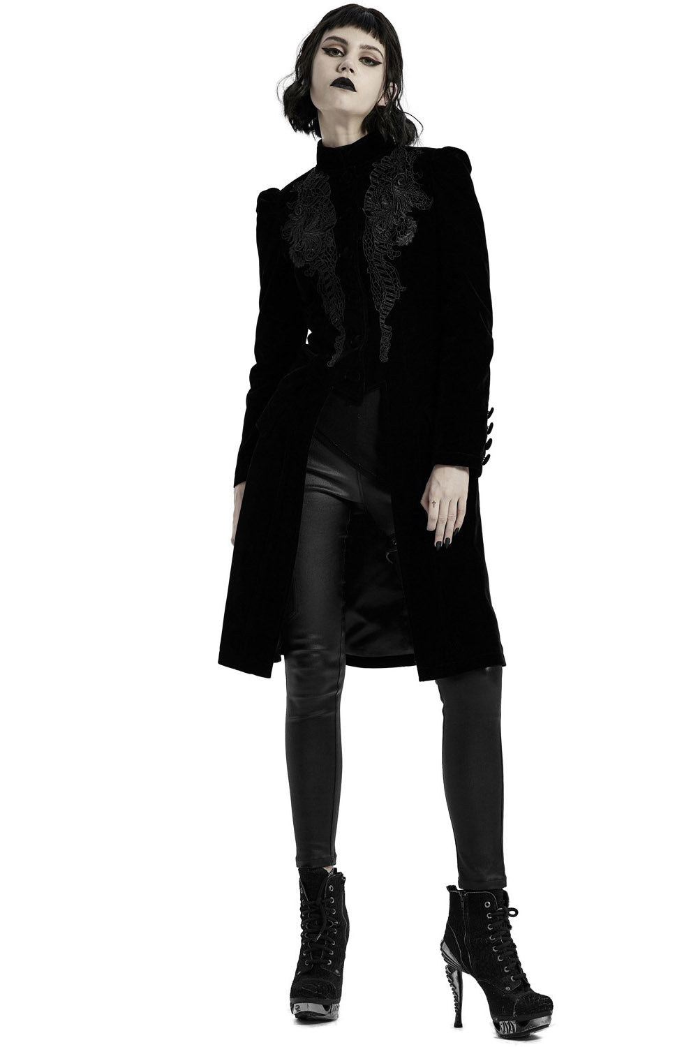 Black Dahlia Velvet Coat [BLACK] - womens outerwear - VampireFreaks - Punk Rave