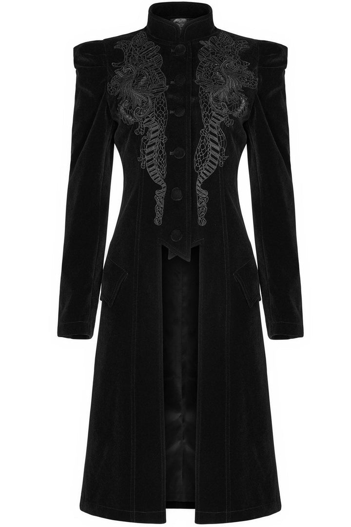 Black Dahlia Velvet Coat [BLACK] - womens outerwear - VampireFreaks - Punk Rave