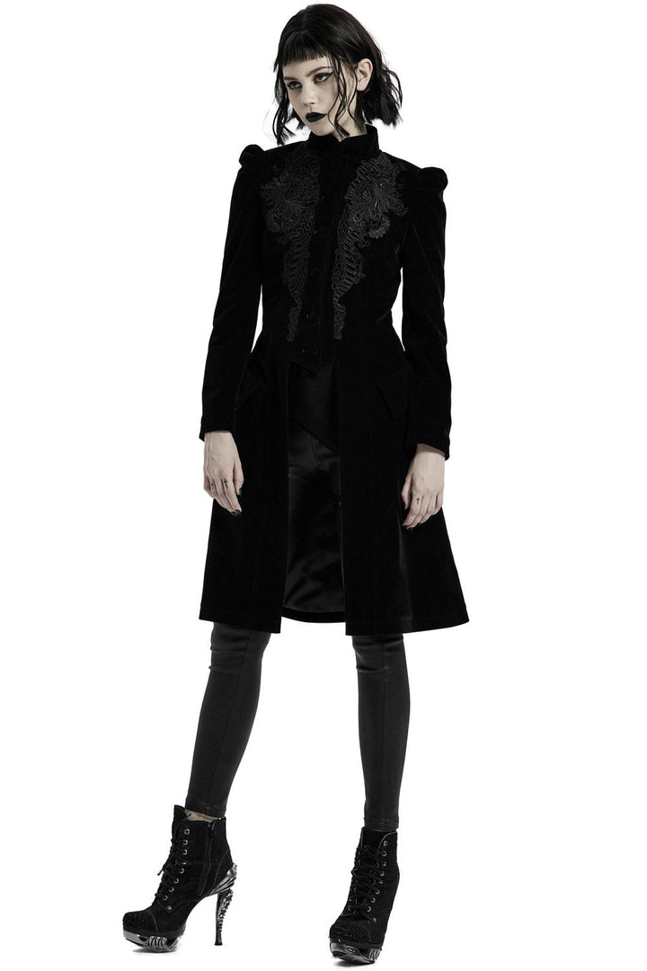 Black Dahlia Velvet Coat [BLACK] - womens outerwear - VampireFreaks - Punk Rave