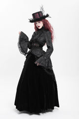 long sleeve high ruffle collar corset top by devil fashion