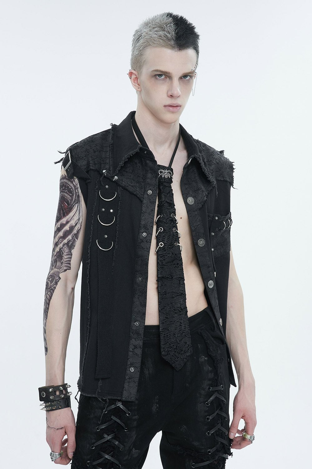 Black Death Denim Vest - mens tops - VampireFreaks - Devil Fashion