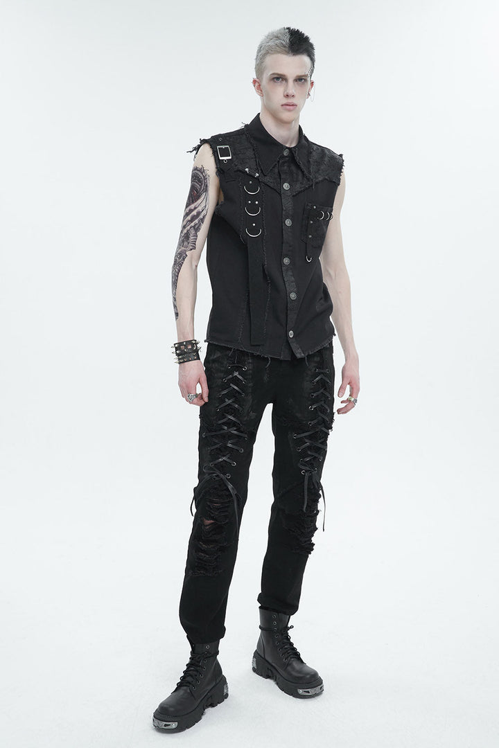 Black Death Lace - Up Pants - mens pants - VampireFreaks - Devil Fashion