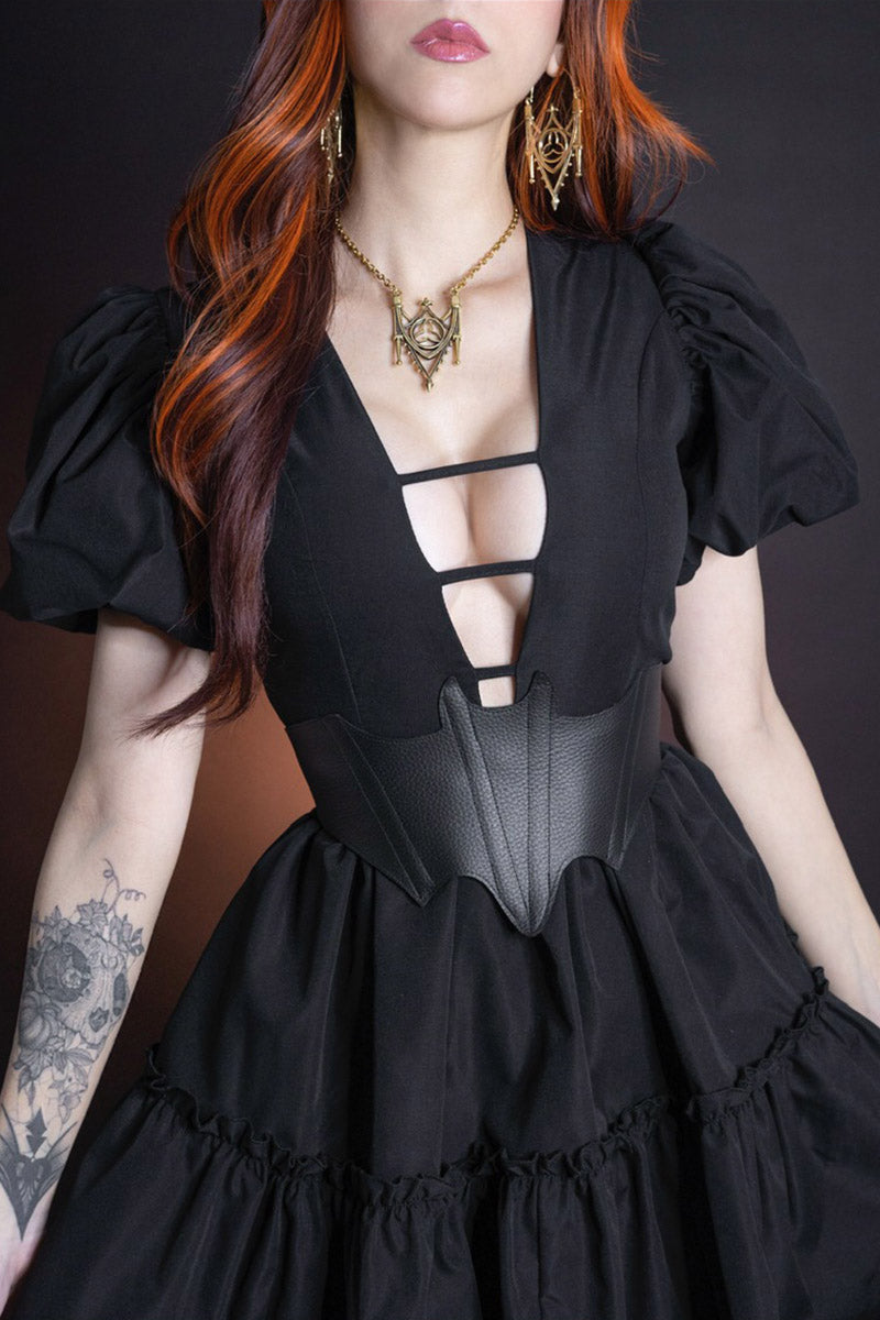 womens short mini whimsical deep v-neck dress with cutout details