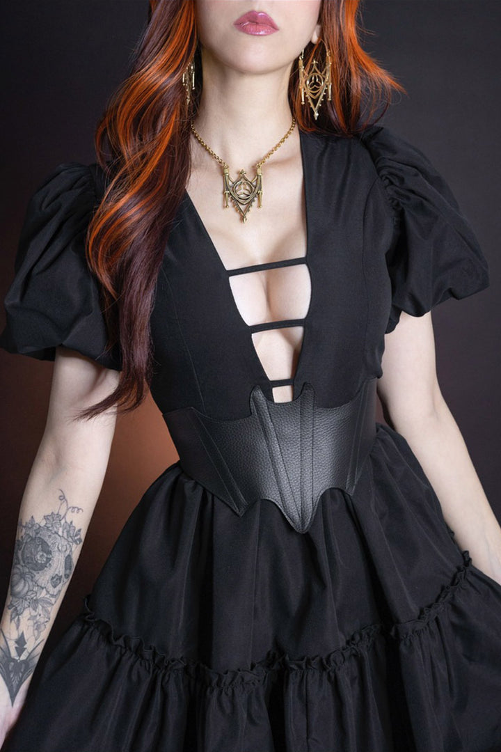 womens short mini whimsical deep v-neck dress with cutout details