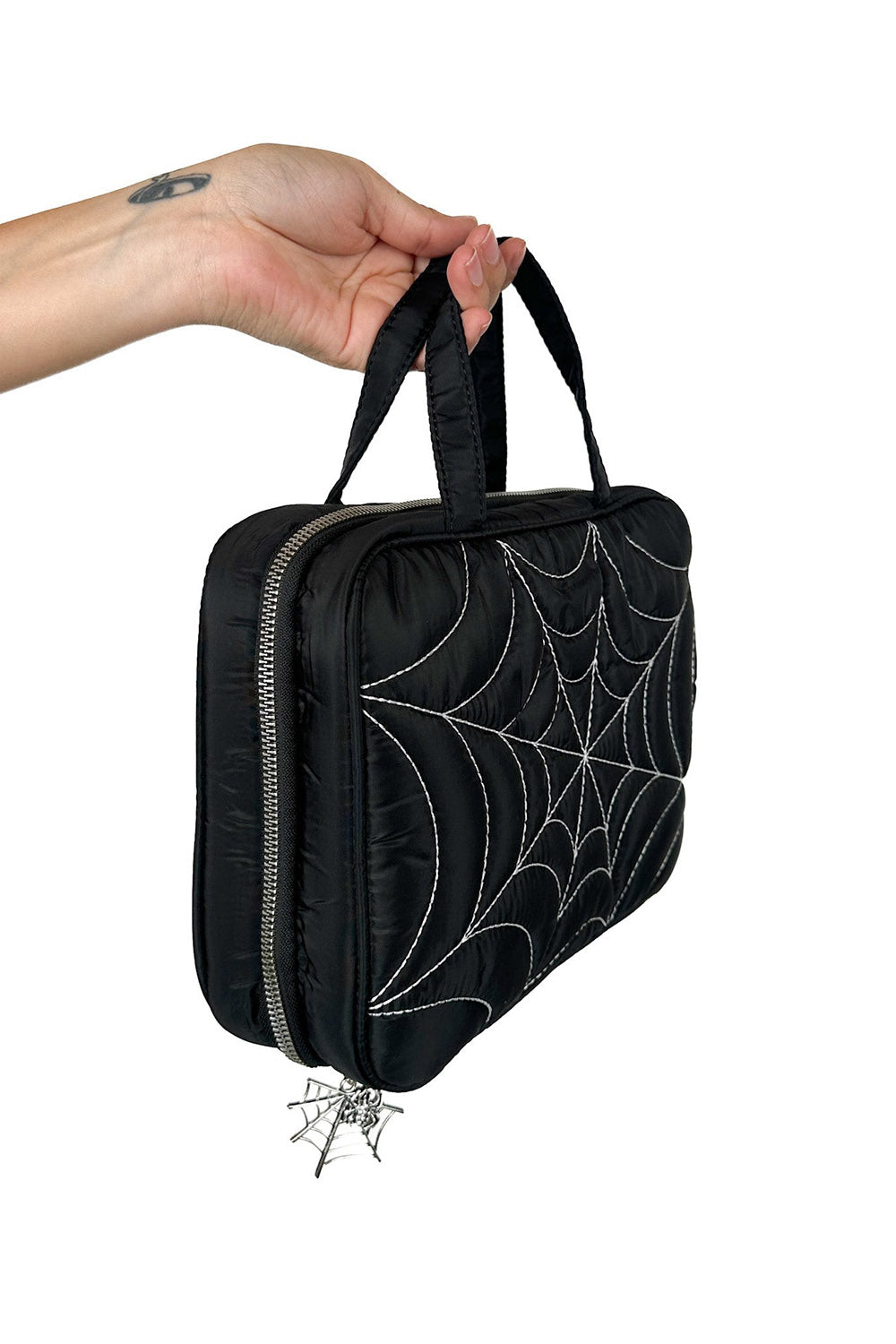 spiderweb goth travel spiderweb makeup bag