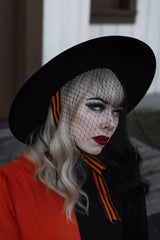 Sombrero con velo de pesadilla naranja 