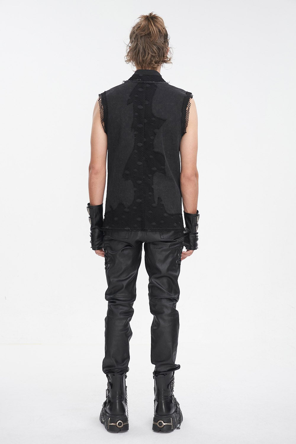 Black Flame Distressed Vest - mens tops - VampireFreaks - Devil Fashion