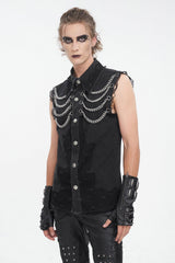 Black Flame Distressed Vest - mens tops - VampireFreaks - Devil Fashion