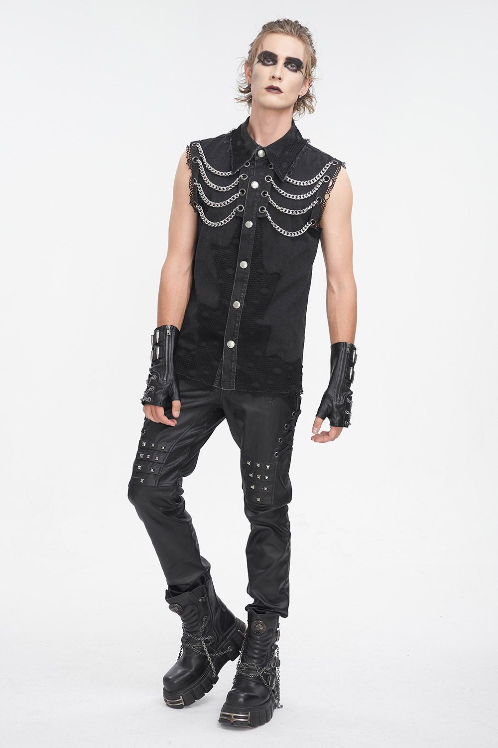 Black Flame Distressed Vest - mens tops - VampireFreaks - Devil Fashion