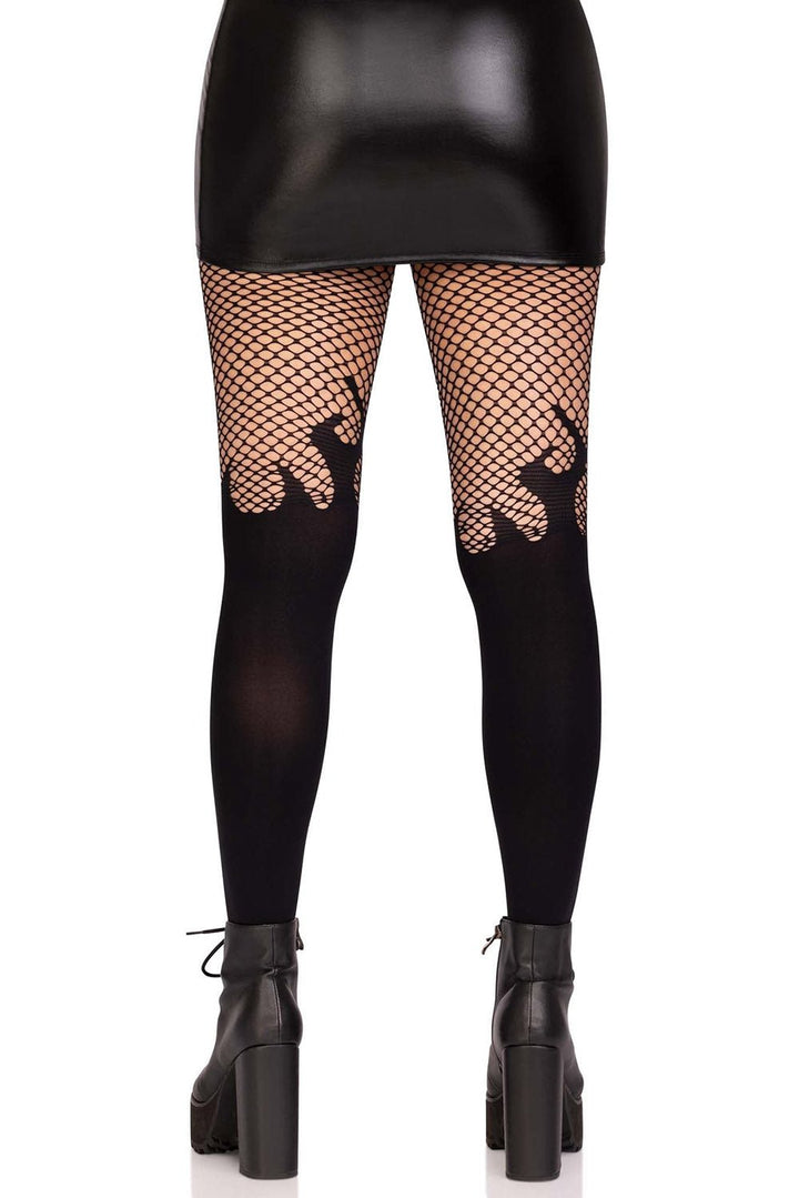 Black Flame Fishnet Tights [BLACK] - socks & stockings - VampireFreaks - Leg Avenue