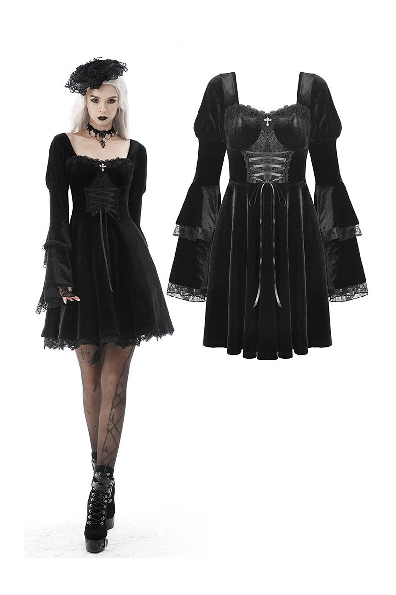 Black Flame Flared Gothic Dress - dresses - VampireFreaks - Dark In Love