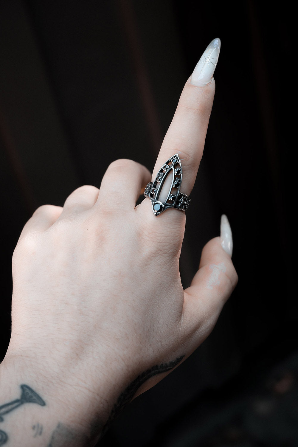 dark fairytale black cubic zirconia stainless steel ring