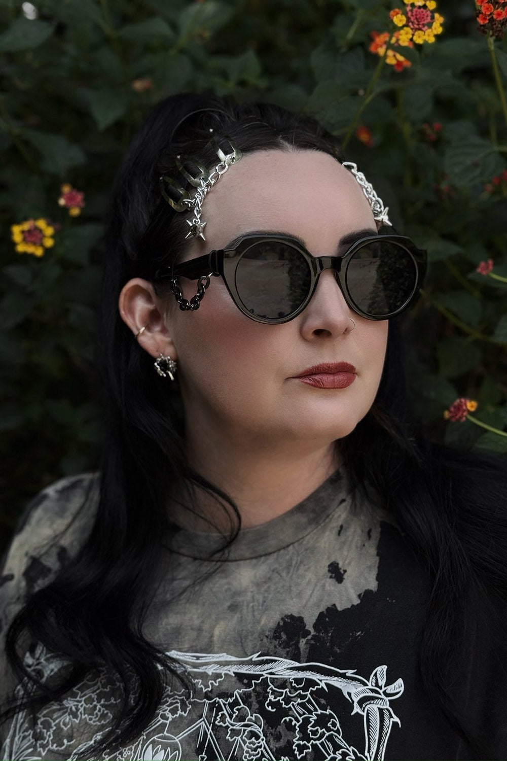 gothic round black sunglasses