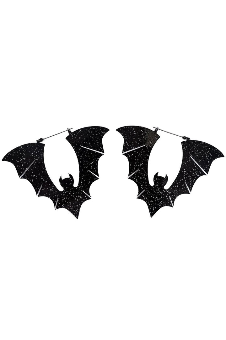 Black Glitter Halloween Bat Earrings - jewelry - VampireFreaks - Too Fast