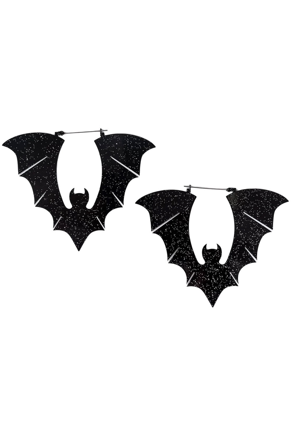 Black Glitter Halloween Bat Earrings - jewelry - VampireFreaks - Too Fast