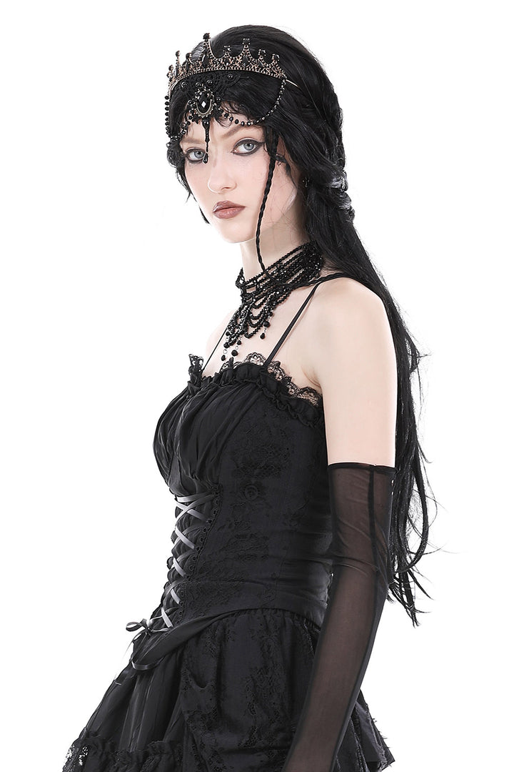 draped chain beaded gothic crown