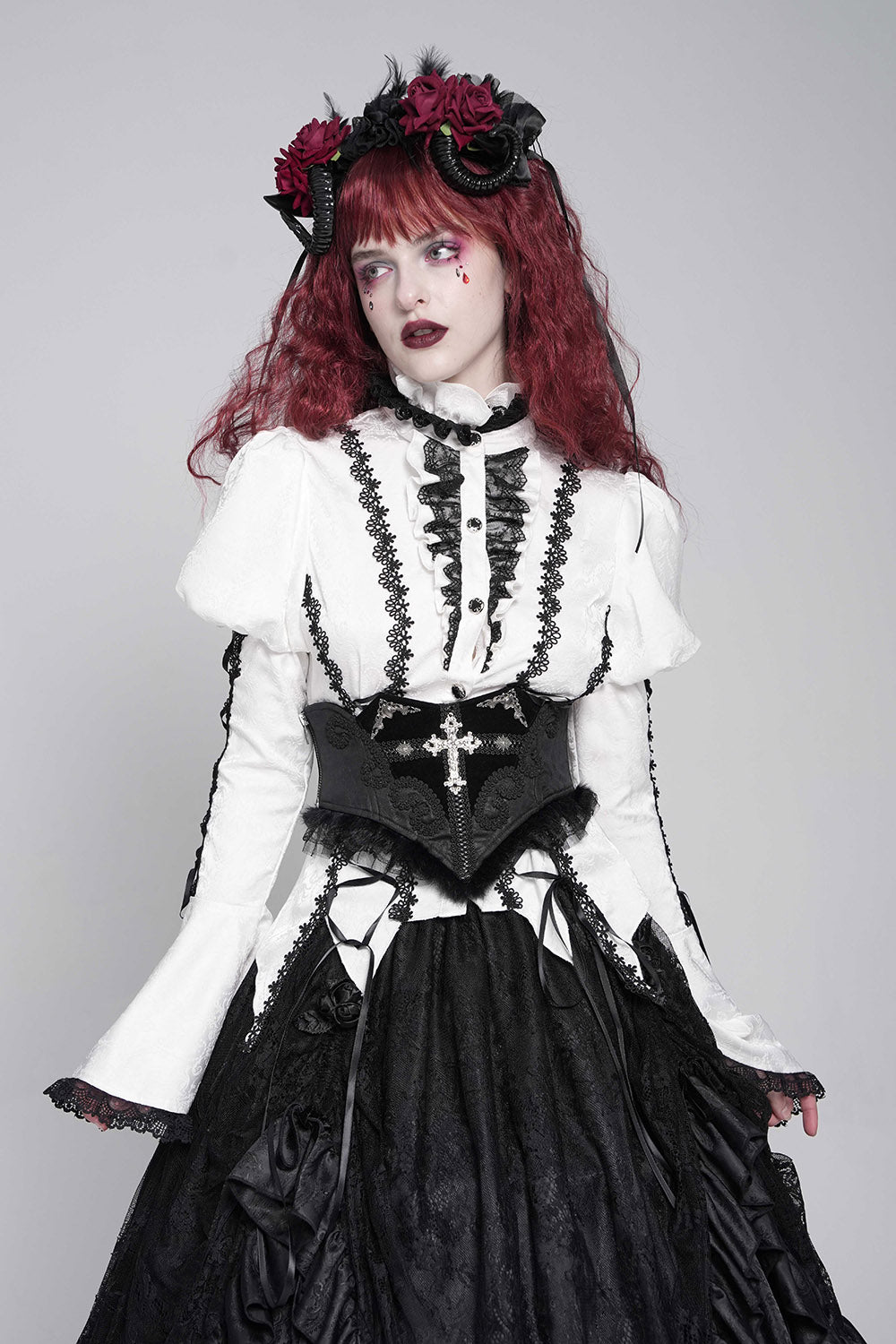 Embroidered Rosary Damask Corset – VampireFreaks