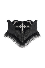 womens gothic corset with gothic cross zipper pull