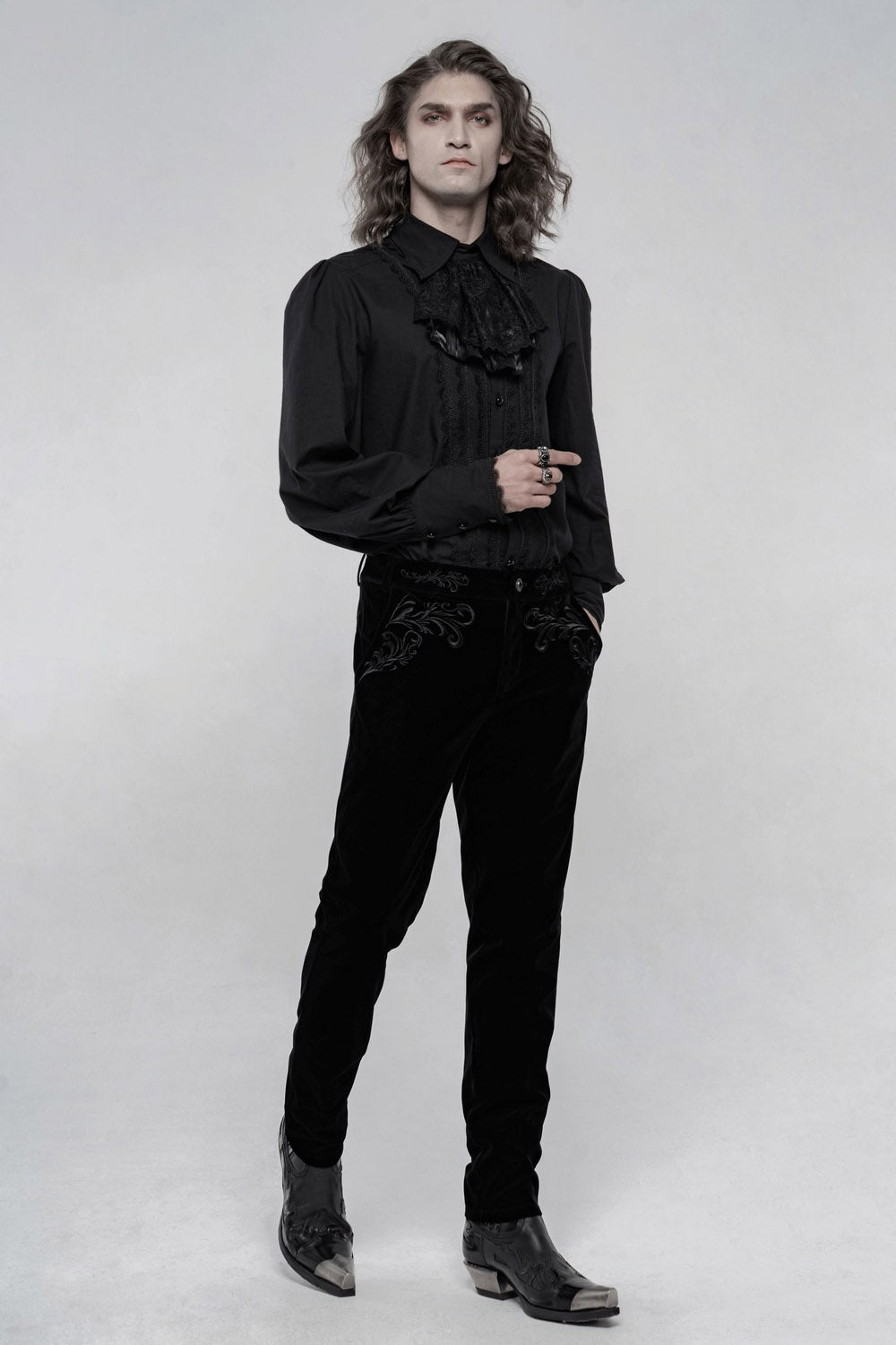 velvet mens embroidered pants