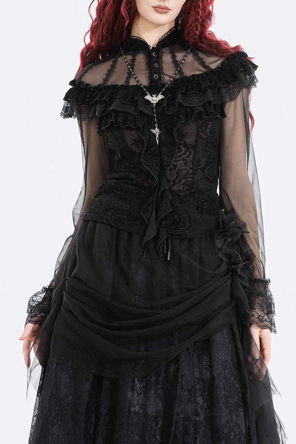 womens ruffled long sleeve top