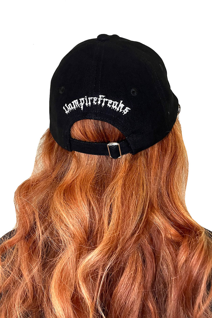 grunge goth black buckle back baseball cap
