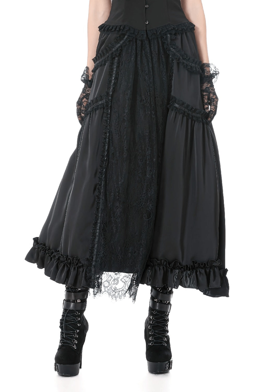 ruffle hem maxi skirt