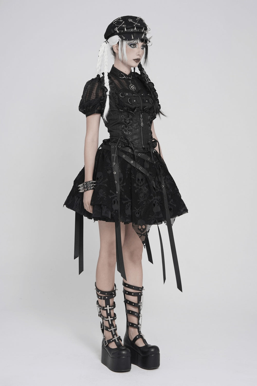 womens punk gothic vegan leather corset top