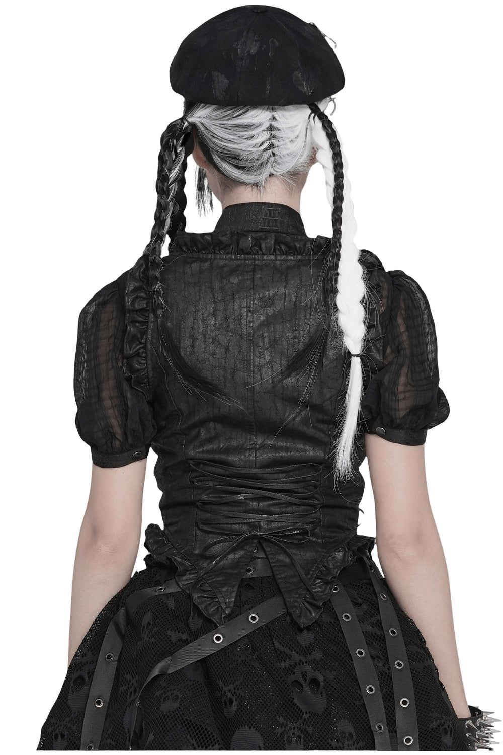 adjustable gothic vegan leather corset top