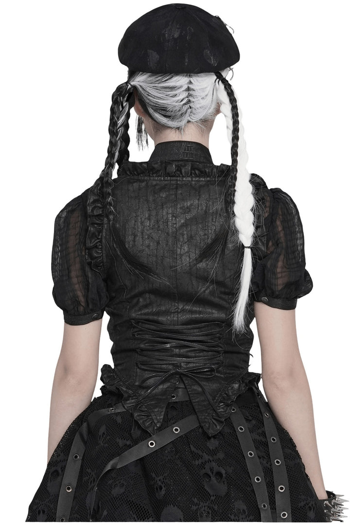 adjustable gothic vegan leather corset top
