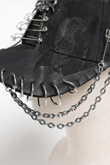 mens distressed gothic hat with chains 