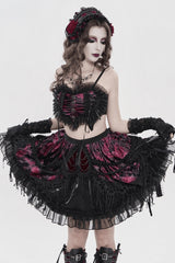 lace-up red and black lolita headband