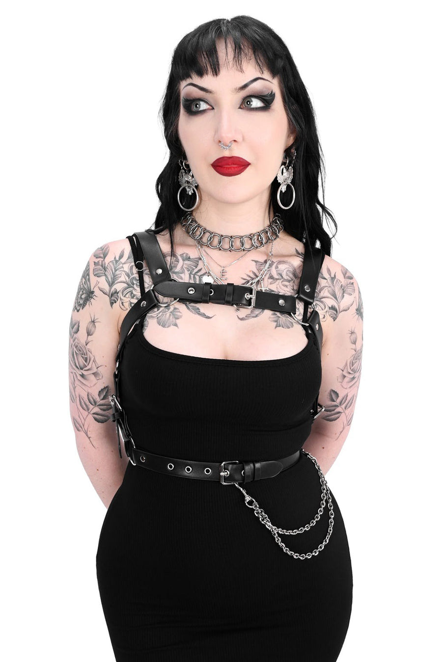 punk o-ring eyelet buckled harness belt 