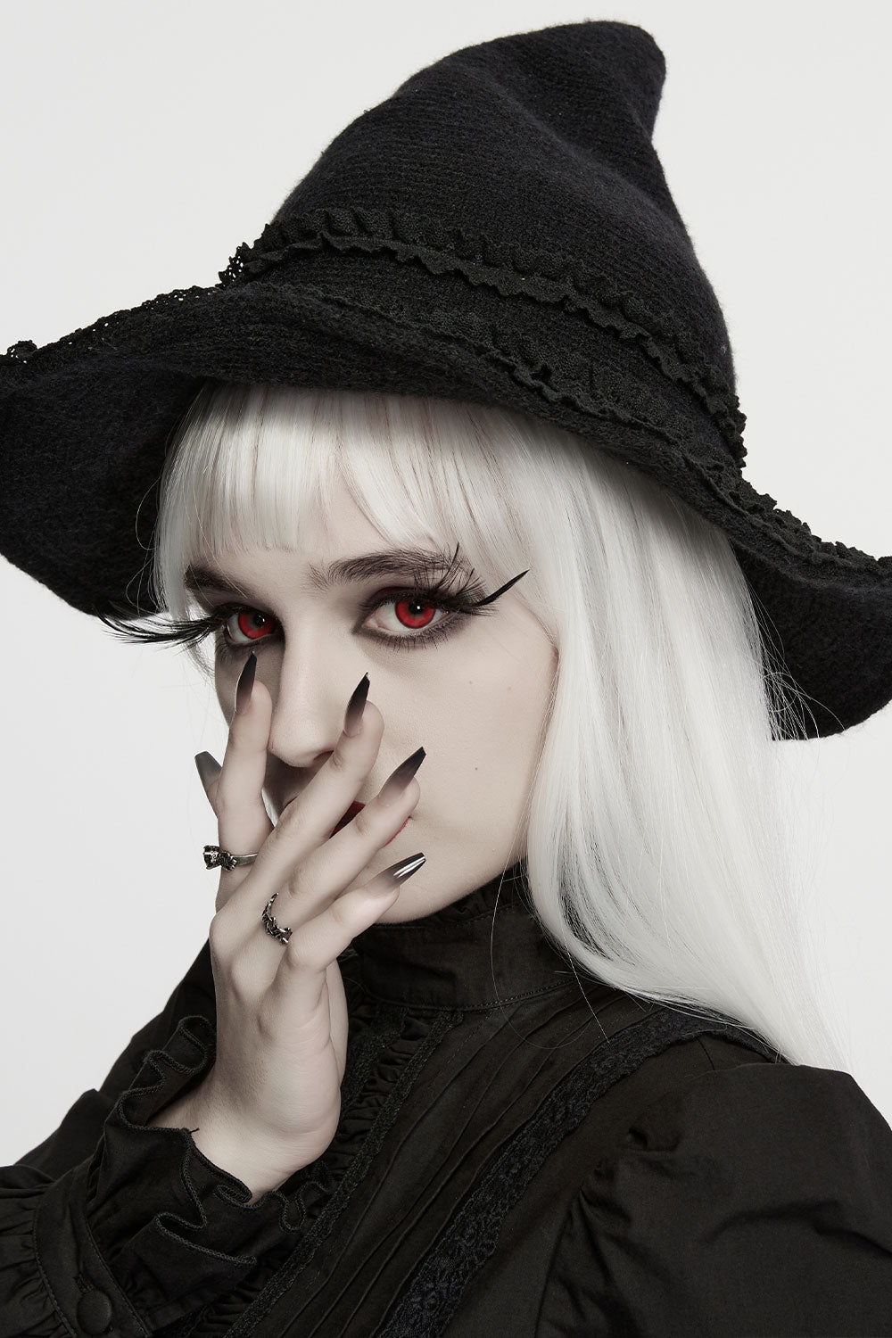 knitted layered witch hat from punk rave