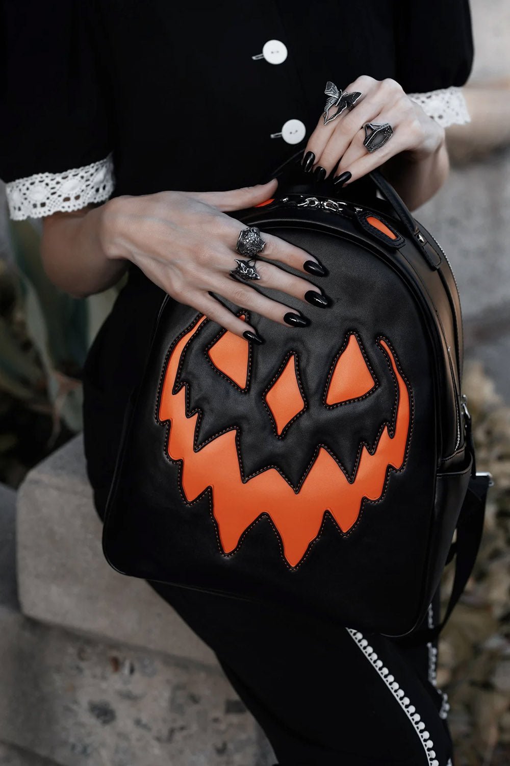 Black Haunted Hallows Backpack - bags & wallets - VampireFreaks - Lively Ghosts