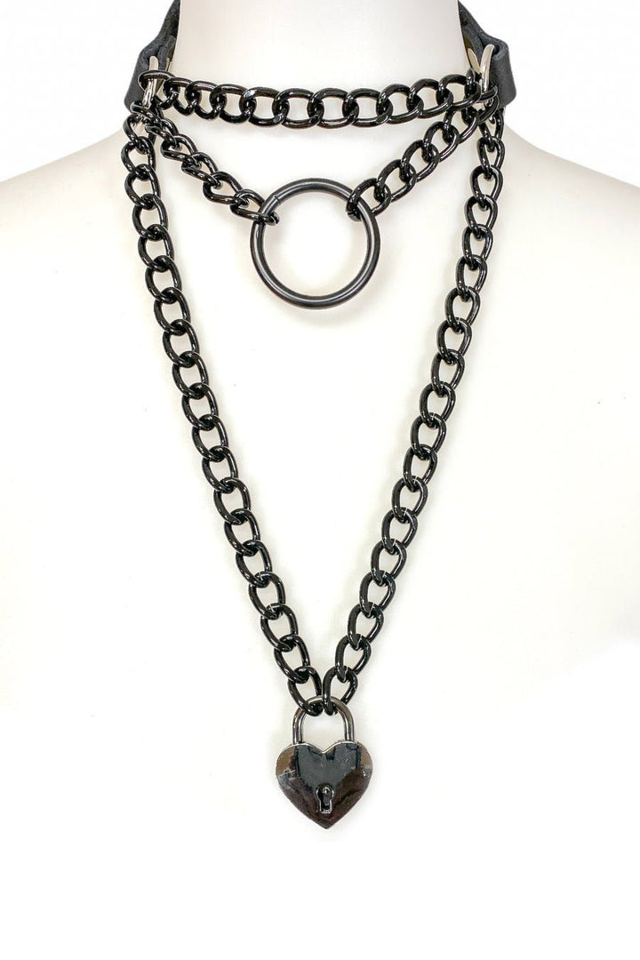 Black Heart Layered Chain Choker - chokers - VampireFreaks - Funk Plus