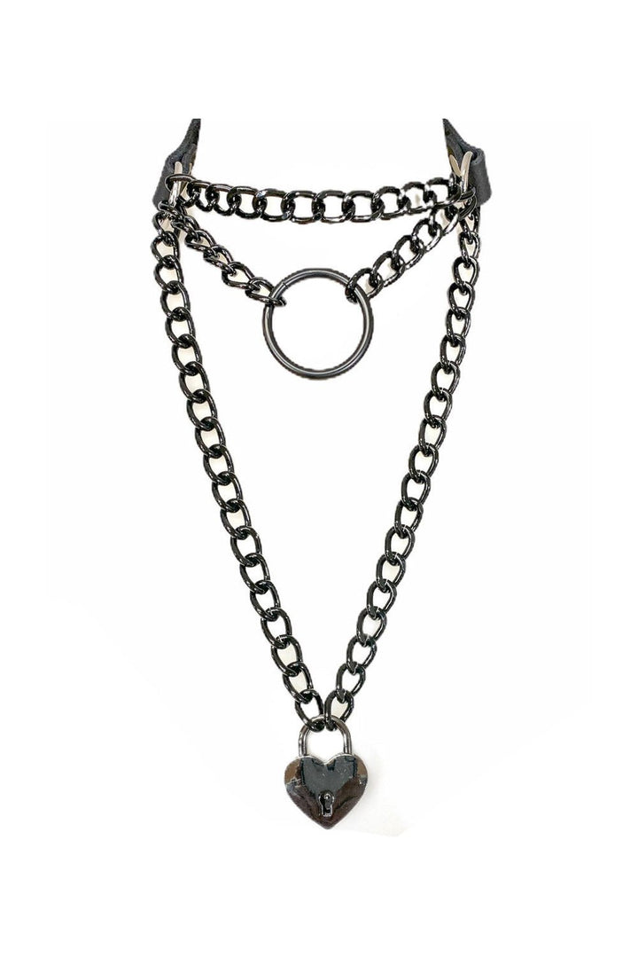 Black Heart Layered Chain Choker - chokers - VampireFreaks - Funk Plus