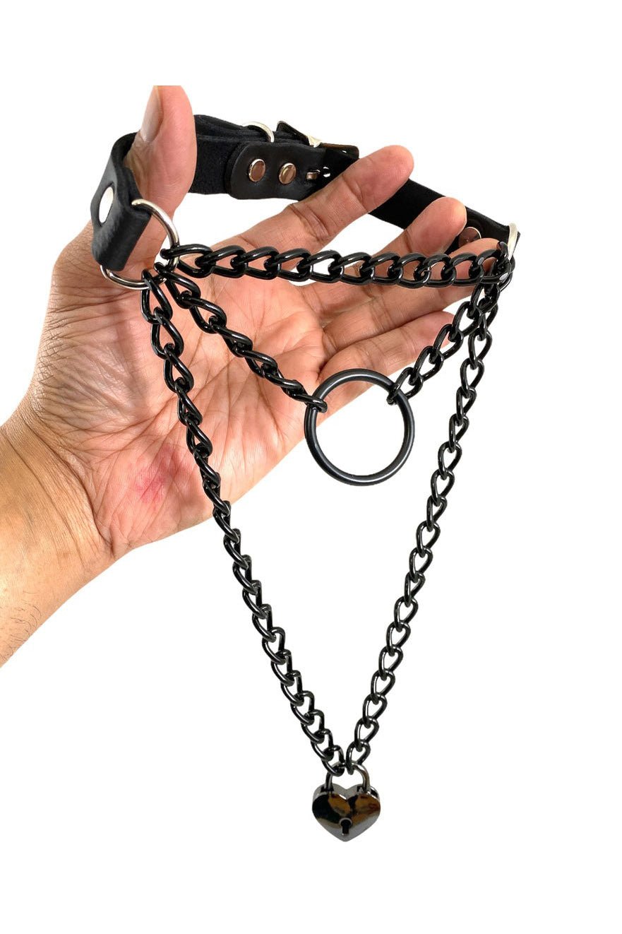 Black Heart Layered Chain Choker