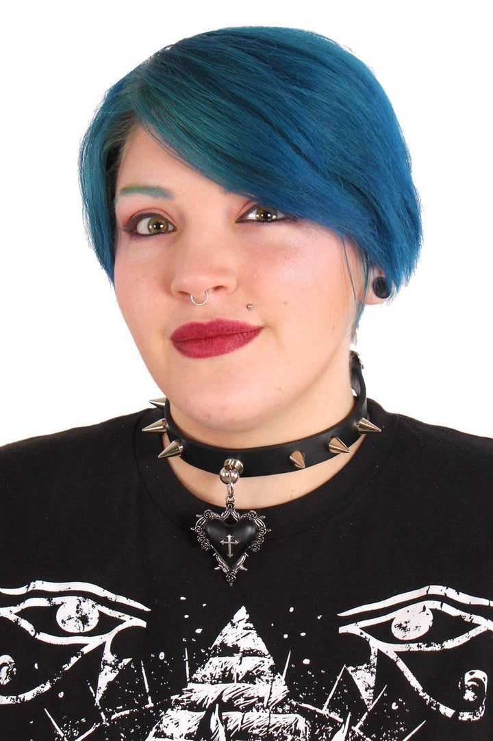 Black Hearted Spiked Choker - chokers - VampireFreaks - Funk Plus