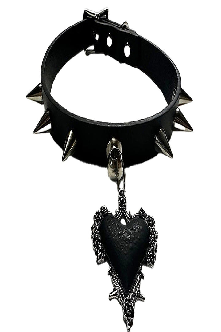 Black Hearted Spiked Choker [Defective] - chokers - VampireFreaks - Funk Plus