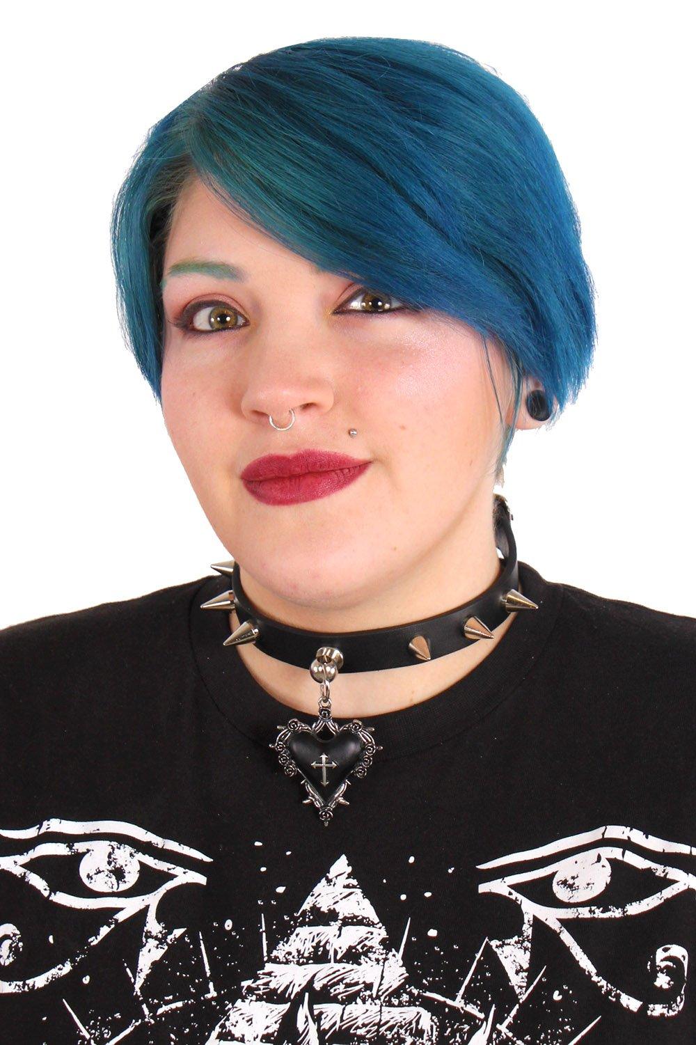 Black Hearted Spiked Choker [Defective]