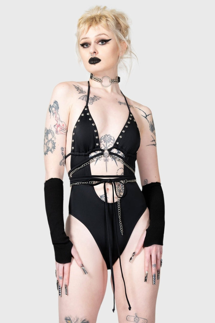 Black Hearted Swimsuit - womens swimwear - VampireFreaks - Killstar