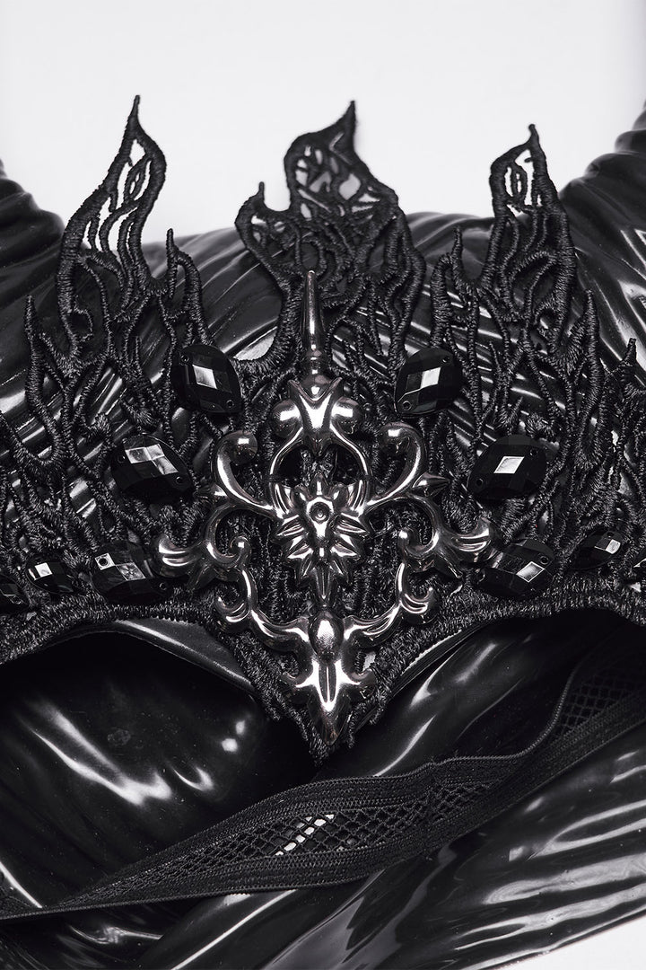 black ornate maleficent headdress with horns 