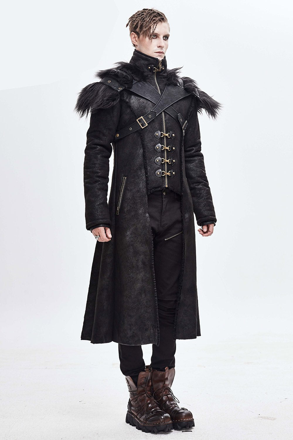 Black Infantry Winter Coat - mens outerwear - VampireFreaks - Devil Fashion