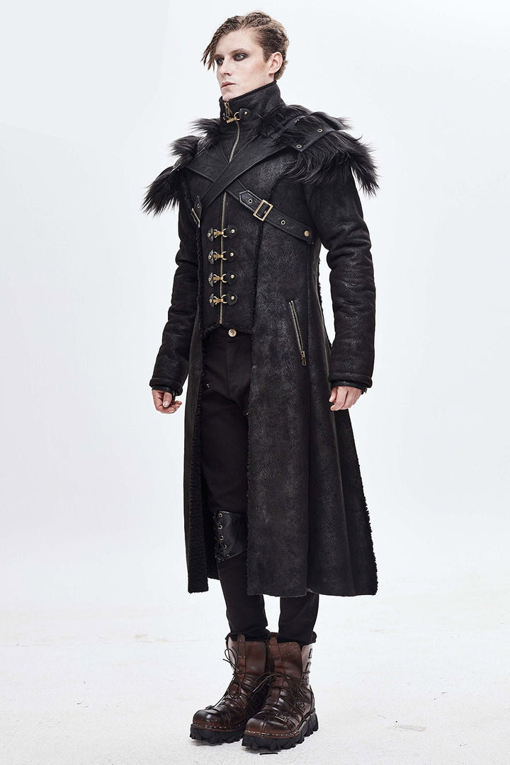 Black Infantry Winter Coat - mens outerwear - VampireFreaks - Devil Fashion