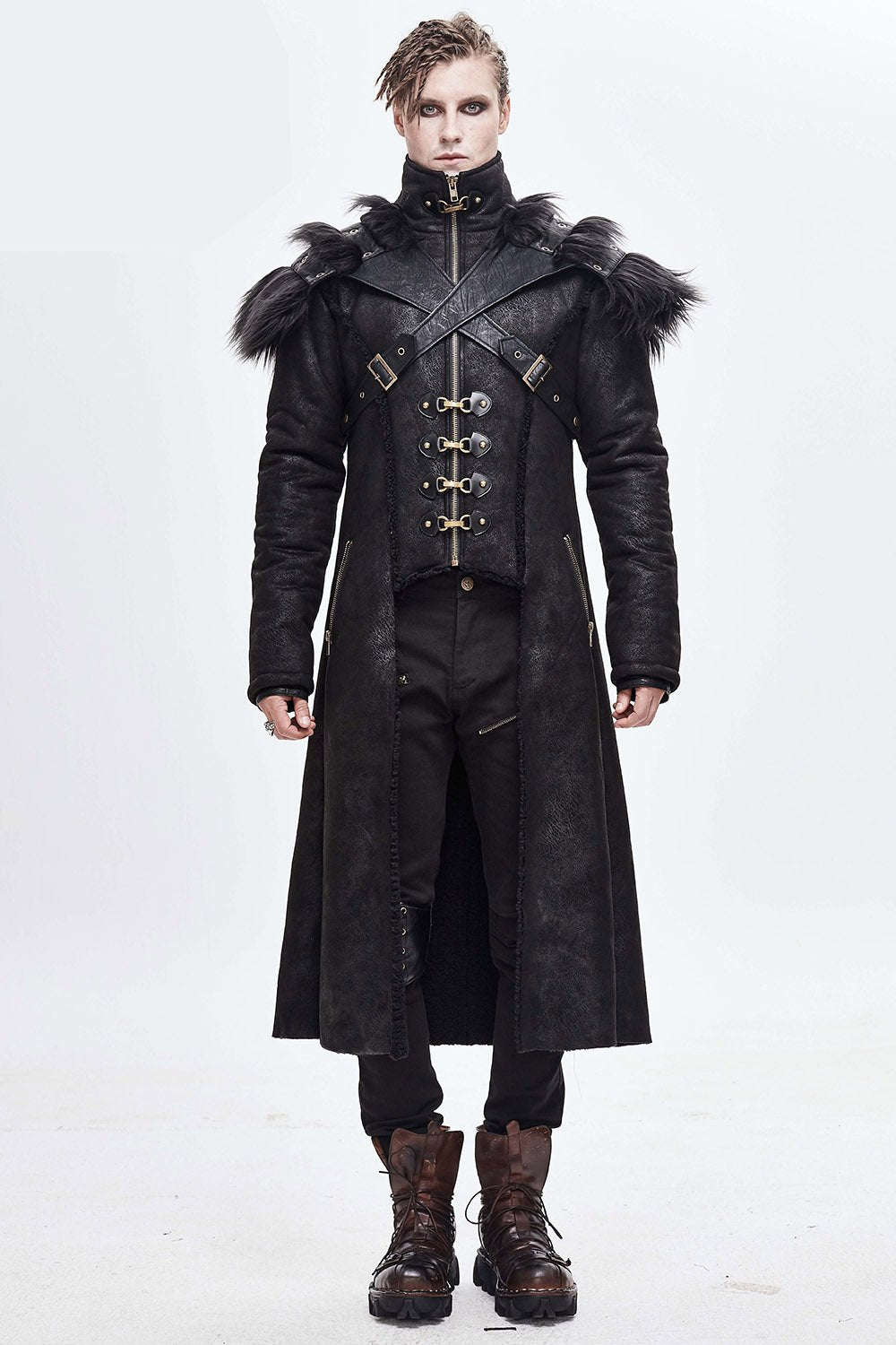 Black Infantry Winter Coat - mens outerwear - VampireFreaks - Devil Fashion