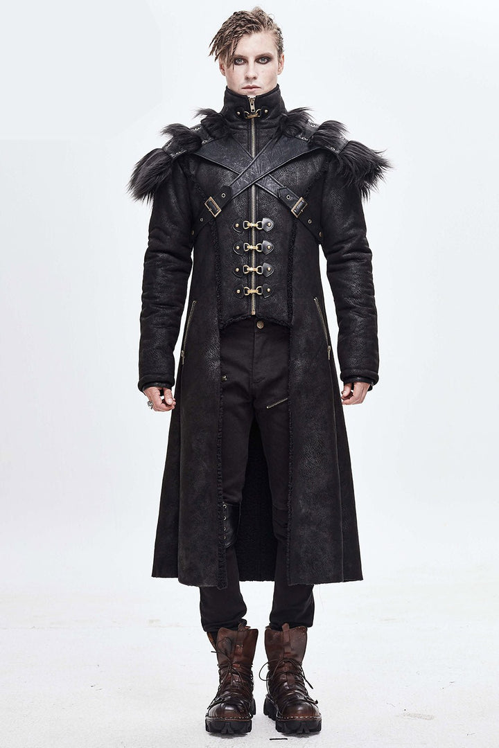 Black Infantry Winter Coat - mens outerwear - VampireFreaks - Devil Fashion